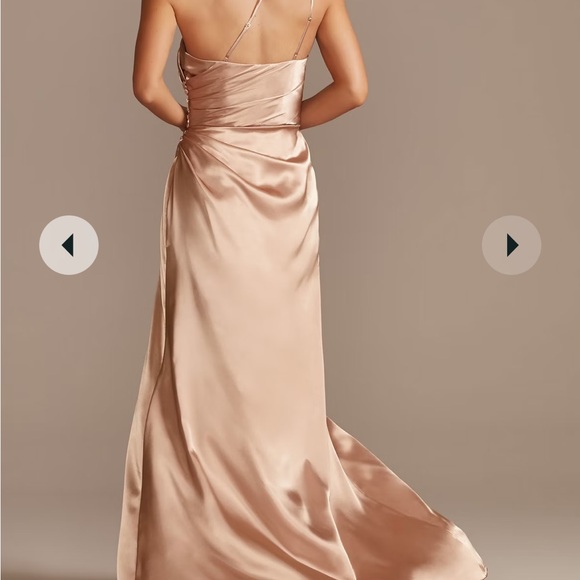 CHARMEUSE DRAPED ONE-SHOULDER BRIDESMAID DRESS,GEM,8 - Picture 2 of 4